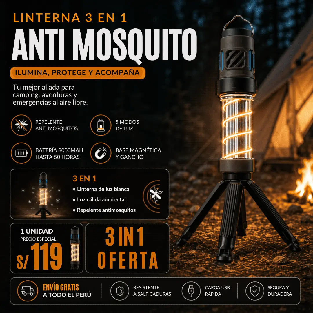 Linterna Antimosquitos 3 in 1